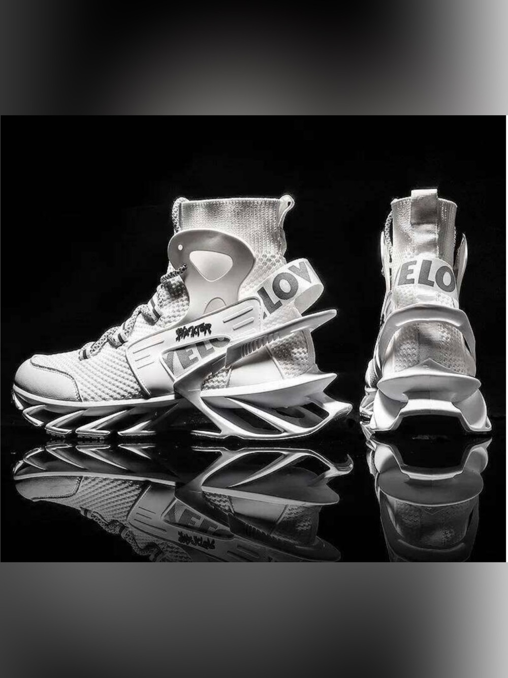 White High-Top Performance Sneakers with Sculpted Sole